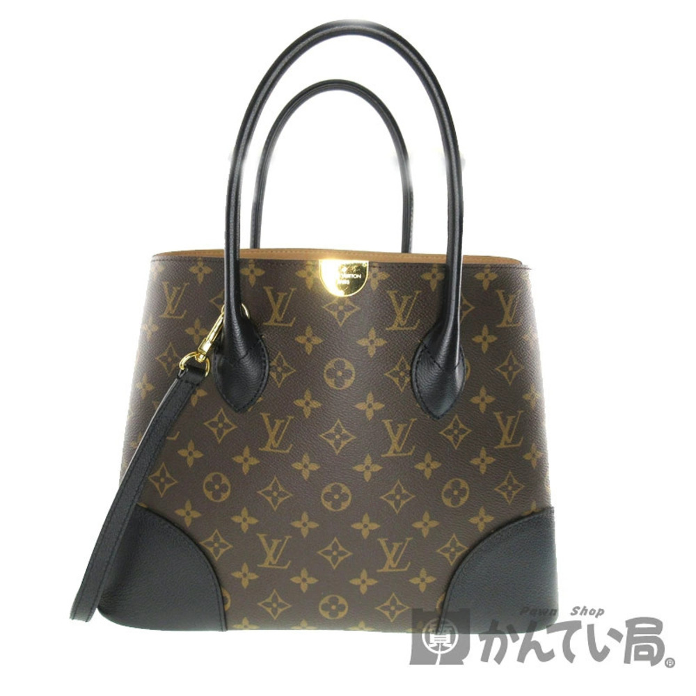 LOUIS VUITTON Flandrin Monogram Canvas Leather Brown Black Bag Handbag Shoulder